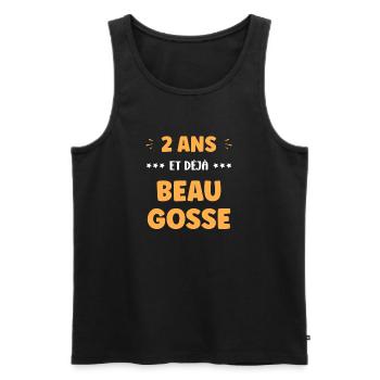 Zwei Jahre schon ansehnlich - Männer Premium Bio Tank Top - Schwarz - Vorne - AI Model Male 178 light (178cm)