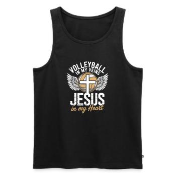 Volley-ball et Jésus – Conception d’une croix avec des ailes - Débardeur bio Premium Homme - noir - Devant - Michal (187cm)