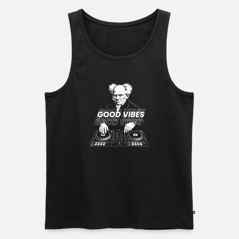 Schopenhauer Retro DJ Vibes - Männer Premium Bio Tank Top - Schwarz