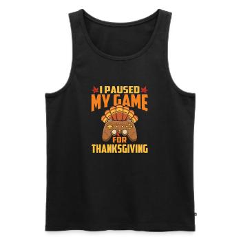 J’ai mis mon jeu en pause pour Thanksgiving Gamer Fall - Débardeur bio Premium Homme - noir - Devant - Michal (187cm)