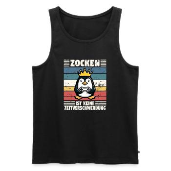 Pinguin verschwenden keine Zeit, sie zocken - Männer Premium Bio Tank Top - Schwarz - Vorne - AI Model Male 178 light (178cm)