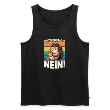 Avant de demander No Hedgehog Mauvaise humeur - Débardeur bio Premium Homme - noir - Devant - Michal (187cm)