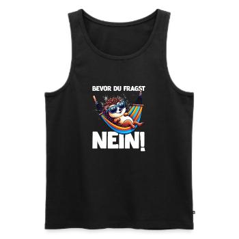Avant de demander No Hedgehog Mauvaise humeur - Débardeur bio Premium Homme - noir - Devant - Michal (187cm)