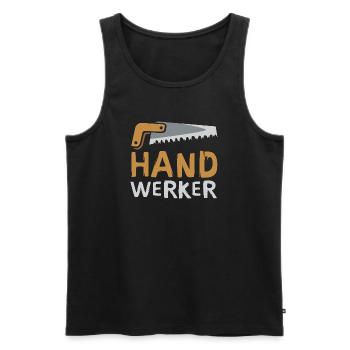 Stylish Craftsman Design with Saw – DIY Fans - Men's Premium Organic Tank Top - black - Front - Michal (187cm)