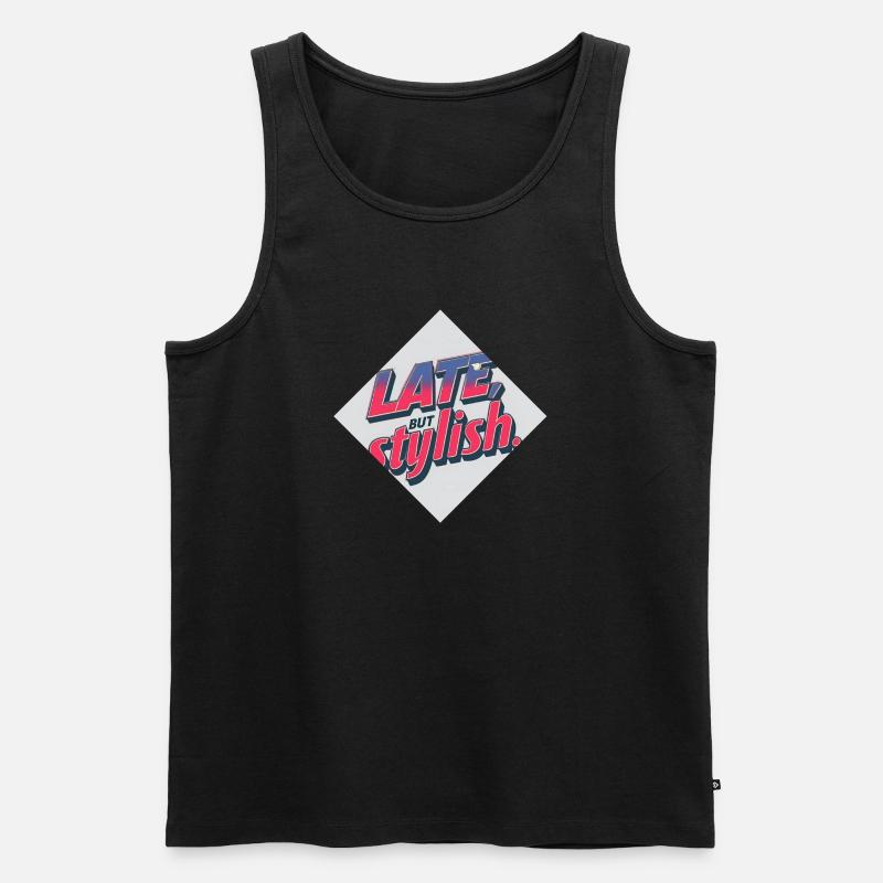 Spät, aber schick – Retro-Stil - Männer Premium Bio Tank Top - Schwarz