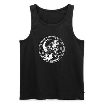 Wild Geometric Wolf in the Circle of the Moon - Men's Premium Organic Tank Top - black - Front - Michal (187cm)