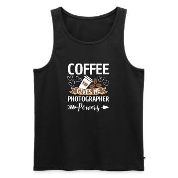 Café Photographe Citation Caféine - Débardeur bio Premium Homme - noir - Devant - Michal (187cm)