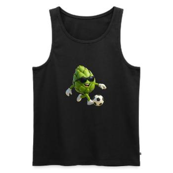 Artischocken Kicker mit Sonnenbrille Faußball - Männer Premium Bio Tank Top - Schwarz - Vorne - AI Model Male 178 light (178cm)