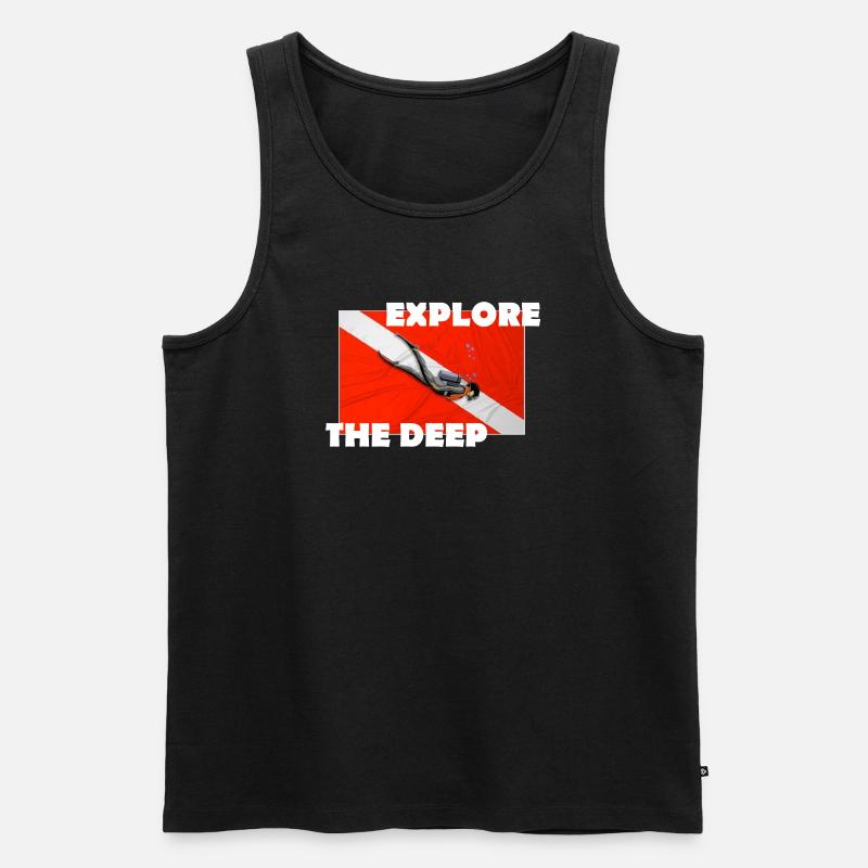 EXPLORE THE DEEP - Männer Premium Bio Tank Top - Schwarz