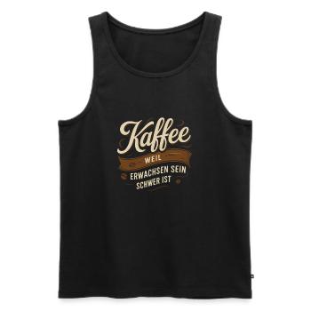 Le café – parce qu’être adulte est difficile - Débardeur bio Premium Homme - noir - Devant - AI Model Male 178 light (178cm)