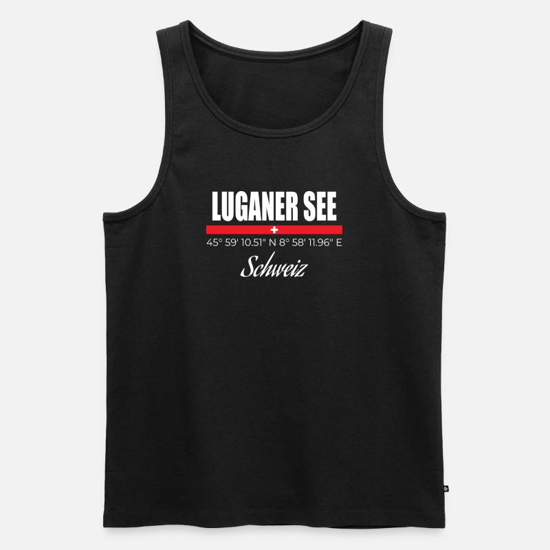 Luganer See - Männer Premium Bio Tank Top - Schwarz
