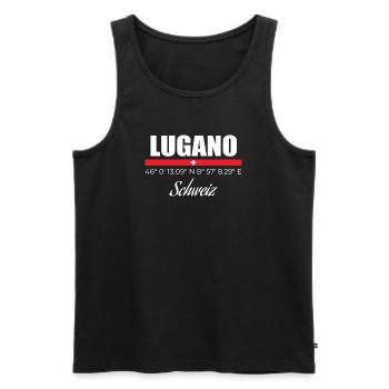 Lugano - Männer Premium Bio Tank Top - Schwarz - Vorne - AI Model Male 178 light (178cm)