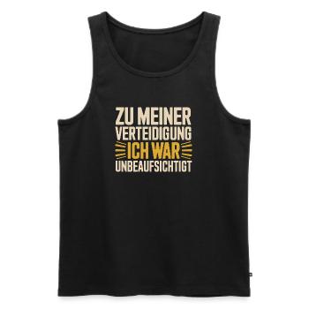 Pour ma défense, je n’ai pas été surveillé - Débardeur bio Premium Homme - noir - Devant - AI Model Male 178 light (178cm)