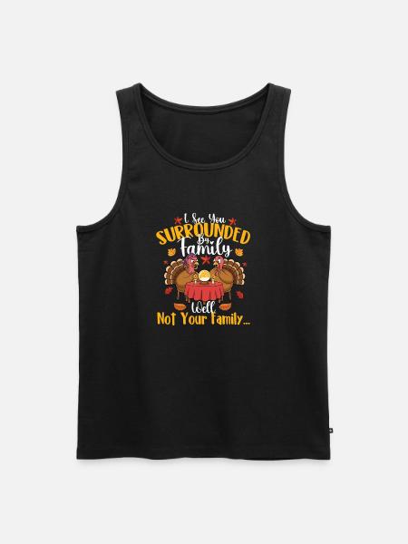 Morsomt sitat omgitt av familie - Premium økologisk Tanktop for menn - svart