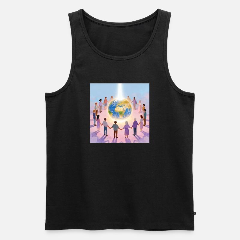 Erde umringt von Gemeinschaft - Männer Premium Bio Tank Top - Schwarz