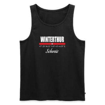 Winterthur - Männer Premium Bio Tank Top - Schwarz - Vorne - AI Model Male 178 light (178cm)