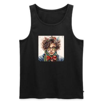 Portrait de Noël avec des lunettes - Débardeur bio Premium Homme - noir - Devant - Michal (187cm)