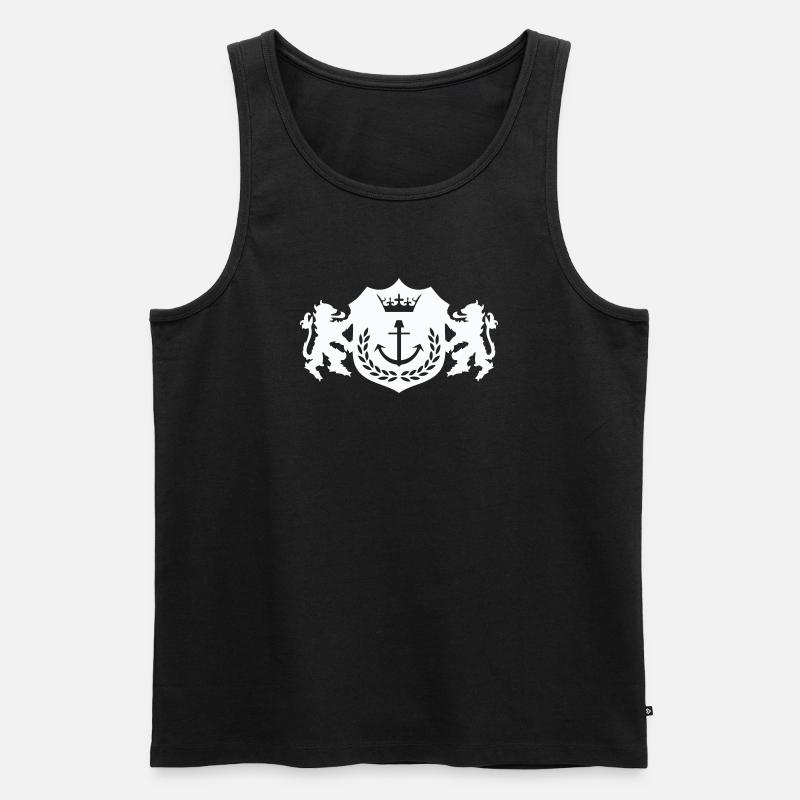 Königlicher Anker-Wappen - Männer Premium Bio Tank Top - Schwarz