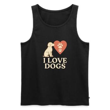 J’aime les chiens – Dog Lover Design - Débardeur bio Premium Homme - noir - Devant - Michal (187cm)