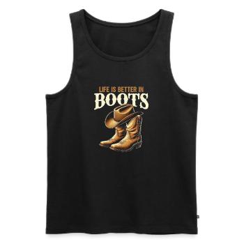 Line Dancing Cowboy Line Dancer Line Dance - Männer Premium Bio Tank Top - Schwarz - Vorne - AI Model Male 178 light (178cm)