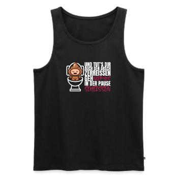 Ne jamais chier pendant la pause – Drôle de dicton - Débardeur bio Premium Homme - noir - Devant - AI Model Male 178 light (178cm)