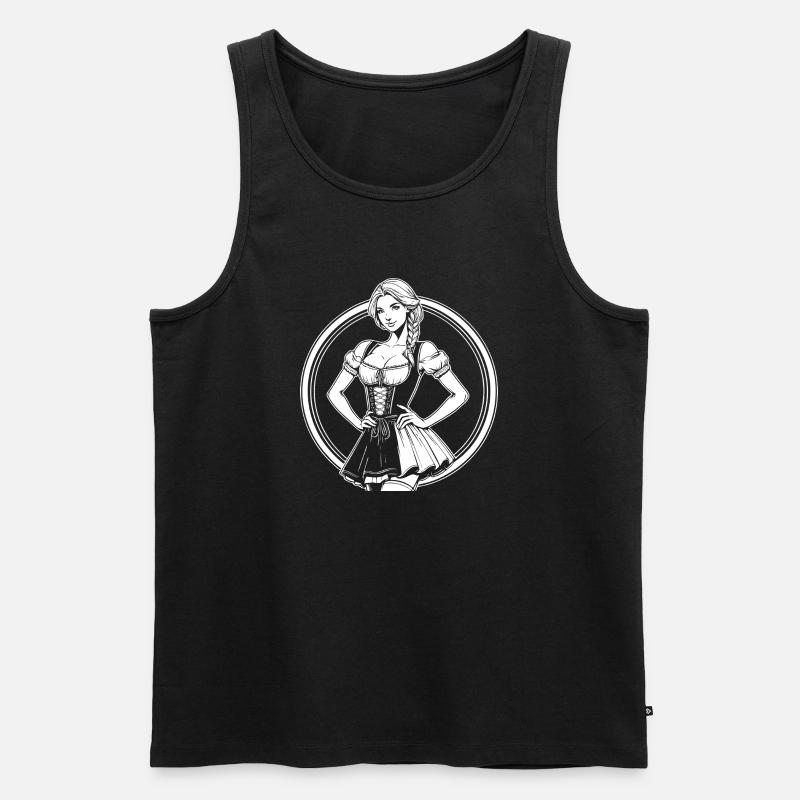 Cool Dirndl Comic Design - Men's Premium Organic Tank Top - black