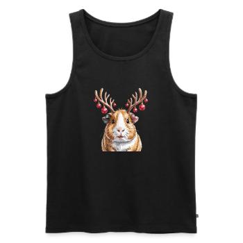 Cochon d’Inde avec des bois de Noël humoristique - Débardeur bio Premium Homme - noir - Devant - Michal (187cm)