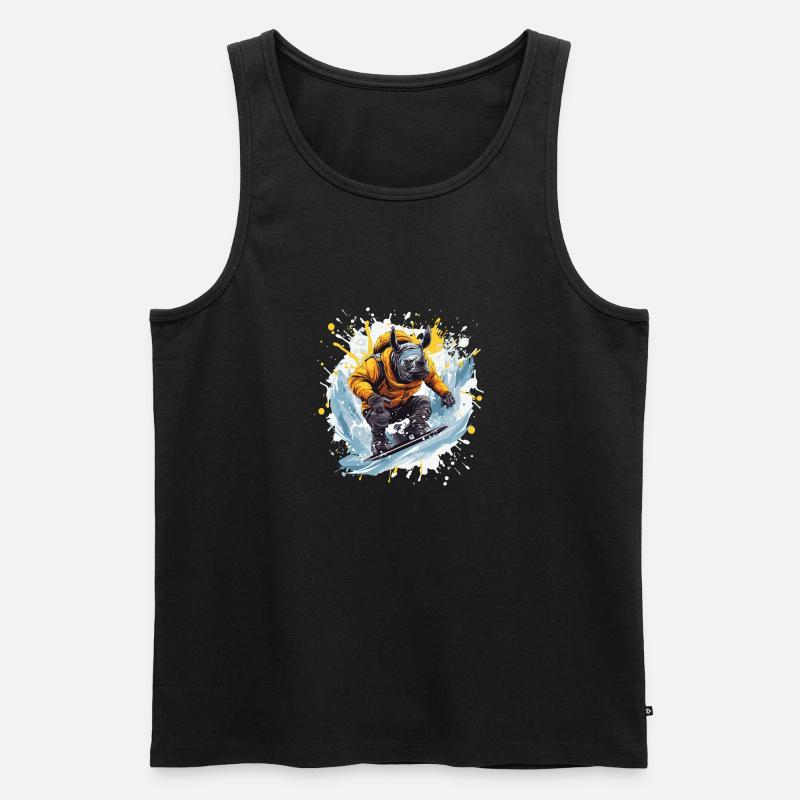 Nashorn Snowboard - Männer Premium Bio Tank Top - Schwarz