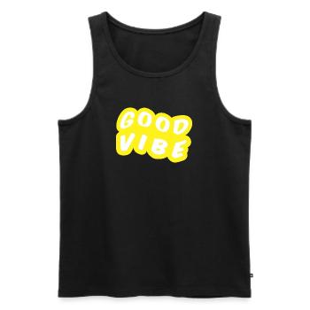 Bonne Vibe Grafique Jaune - Débardeur bio Premium Homme - noir - Devant - AI Model Male 178 light (178cm)