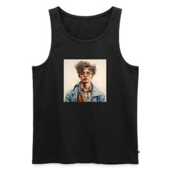 Watercolor Portrait Glasses Jacket - Men's Premium Organic Tank Top - black - Front - AI Model Male 178 light (178cm)