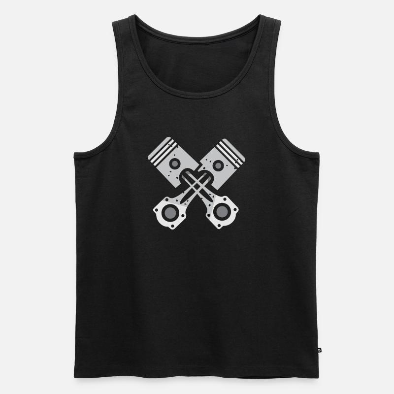 Gekreuzte Kolben Grau Mechaniker Design - Männer Premium Bio Tank Top - Schwarz