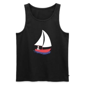 Voilier design nautique Serenity en coque rouge - Débardeur bio Premium Homme - noir - Devant - Michal (187cm)