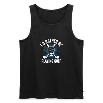 Ich würde lieber Golf spielen – Golfer Design - Männer Premium Bio Tank Top - Schwarz - Vorne - AI Model Male 178 light (178cm)