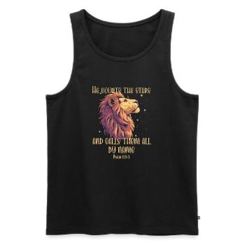 Löwe Bibelvers Christlich - Männer Premium Bio Tank Top - Schwarz - Vorne - AI Model Male 178 light (178cm)