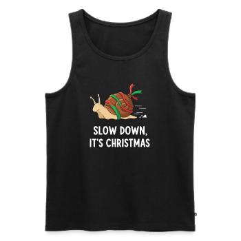 Slow Down Weihnachten Schnecke - Männer Premium Bio Tank Top - Schwarz - Vorne - AI Model Male 178 light (178cm)
