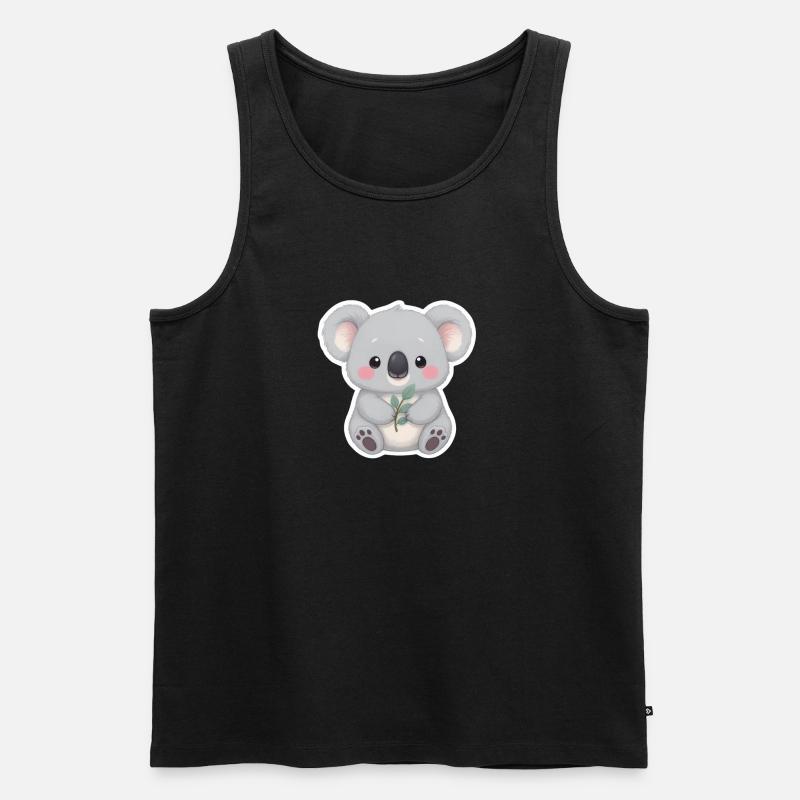 Koala Cutie mit Leaf Embrace - Männer Premium Bio Tank Top - Schwarz