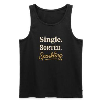 Ex-wife-divorce-humor, Funny, Breakup, - Men's Premium Organic Tank Top - black - Front - AI Model Male 178 light (178cm)