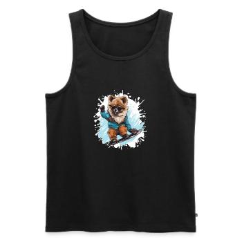 Pomeranian Dog Snowboard - Men's Premium Organic Tank Top - black - Front - Michal (187cm)