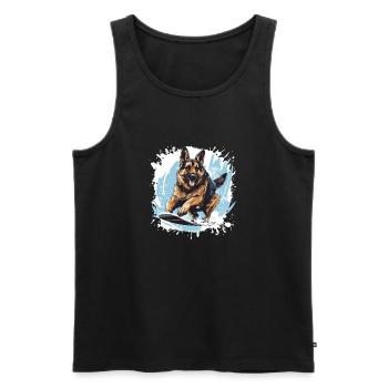 German Shepherd Dog Snowboard - Men's Premium Organic Tank Top - black - Front - AI Model Male 178 light (178cm)