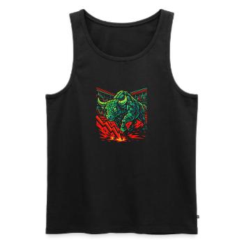 Neon Bull Charge dans le circuit du marché, Investir - Débardeur bio Premium Homme - noir - Devant - AI Model Male 178 light (178cm)