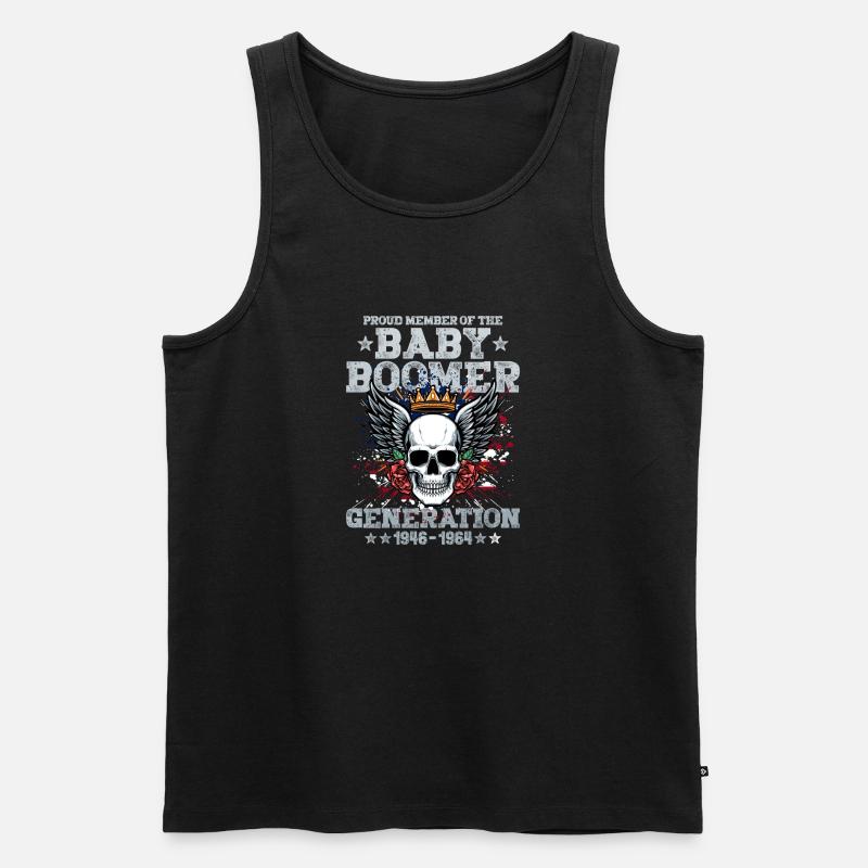 Baby Boomers Generation Skull mit Krone - Männer Premium Bio Tank Top - Schwarz