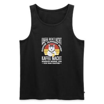 Coffee doesn't talk – I like coffee - Men's Premium Organic Tank Top - black - Front - Michal (187cm)