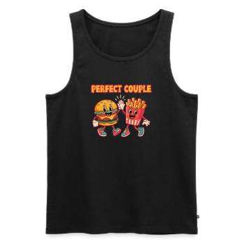 Perfect Couple Burger and Fries Fun Illustration - Männer Premium Bio Tank Top - Schwarz - Vorne - AI Model Male 178 light (178cm)