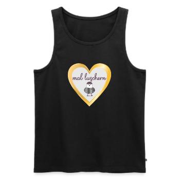 NORDDEUTSCH NEUGIER MÖWE - Männer Premium Bio Tank Top - Schwarz - Vorne - AI Model Male 178 light (178cm)