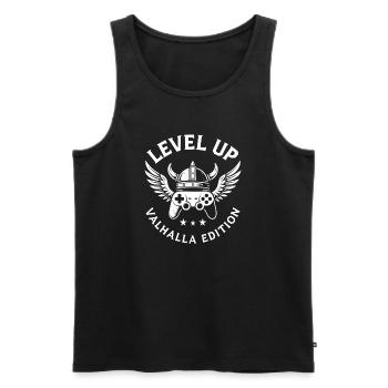 Passez au niveau supérieur – Édition Valhalla - Débardeur bio Premium Homme - noir - Devant - AI Model Male 178 light (178cm)