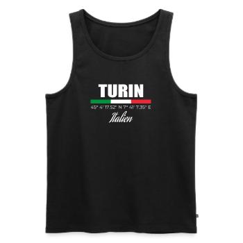 Turin - Männer Premium Bio Tank Top - Schwarz - Vorne - Michal (187cm)