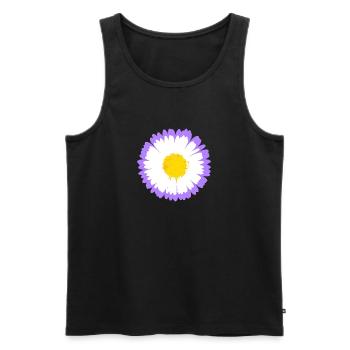 Marguerite violette fleurie avec noyau jaune - Débardeur bio Premium Homme - noir - Devant - Michal (187cm)
