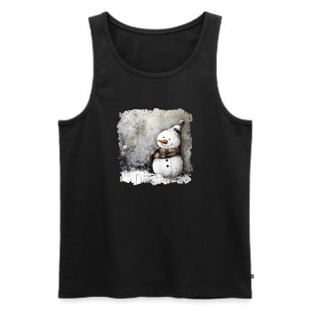 Winter snowman with scarf - Men's Premium Organic Tank Top - black - Front - AI Model Male 178 light (178cm)
