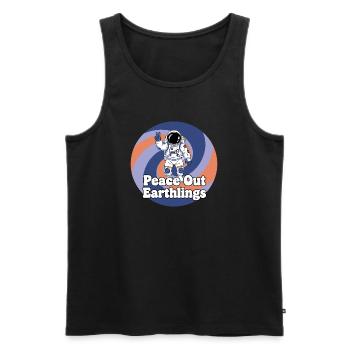 Astronaut Peace Out Earthlings - Männer Premium Bio Tank Top - Schwarz - Vorne - AI Model Male 178 light (178cm)