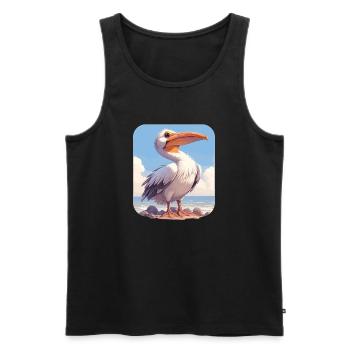 Pelikane Pelikan - Männer Premium Bio Tank Top - Schwarz - Vorne - Michal (187cm)